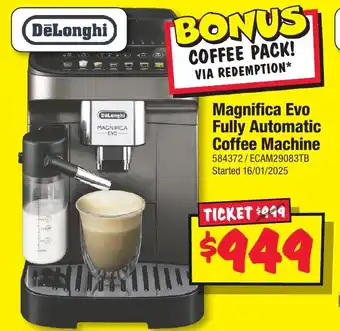 JB Hi-Fi Magnifica evo fully automatic coffee machine offer