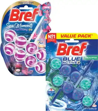 Coles Bref Spa Moments or Blue Active In The Bowl Toilet Cleaner Twin Pack 100g offer