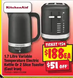 JB Hi-Fi 1.7 Litre Variable Temperature Electric Kettle Or 2 Slice Toaster offer