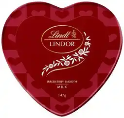 Coles Lindt Lindor Chocolate Heart Tin 147g offer