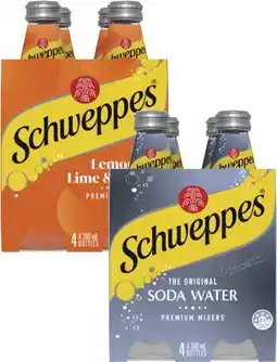 Coles Schweppes Mixers, Soft Drink or Mineral Water 4x300mL offer