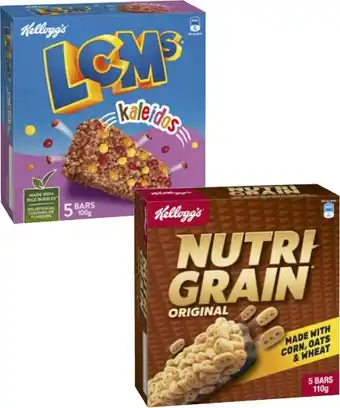 Coles Kellogg's Nutri Grain or LCMs 5 Pack 100g-110g offer