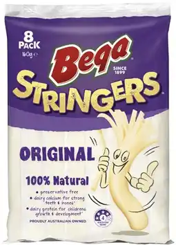 Coles Bega Cheese Stringers 8 Pack 160g offer