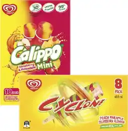 Coles Streets Calippo or Cyclone 8 Pack-10 Pack 575mL-688mL offer