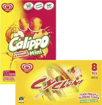 Coles Streets Calippo or Cyclone 8 Pack-10 Pack 575mL-688mL offer