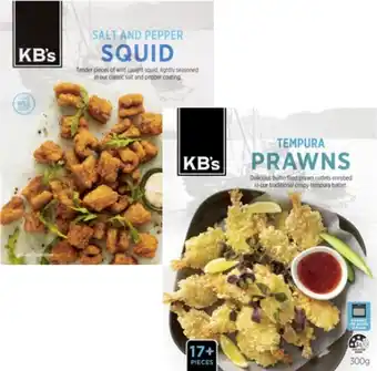 Coles KB's Salt & Pepper Squid 360g or Tempura Prawns 300g offer