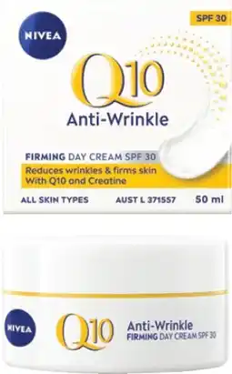 Coles Nivea Q10 Anti-Wrinkle Firming Day Cream SPF30 50mL offer