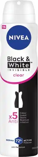 Coles Nivea Women's Antiperspirant Aerosol Deodorant Invisible Black & White Clear 250mL offer