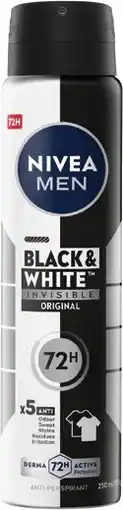 Coles Nivea Men Antiperspirant Aerosol Deodorant Invisible Black & White 250mL offer