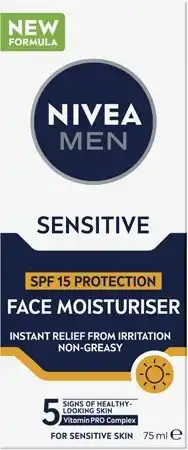 Coles Nivea Men Sensitive Protective Moisturiser SFP15 75mL offer