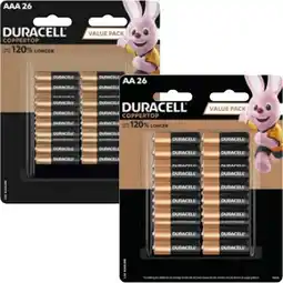 Coles Duracell Coppertop Batteries AA or AAA 26 Pack offer