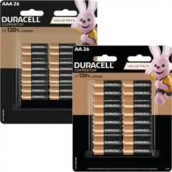 Coles Duracell Coppertop Batteries AA or AAA 26 Pack offer