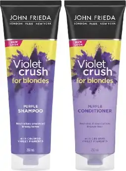 Coles John Frieda Violet Crush Tone Refresh Shampoo or Conditioner 250mL offer