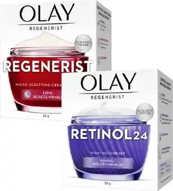 Coles Olay Regenerist Retinol 24 or Micro Sculpting Night Cream 50g offer