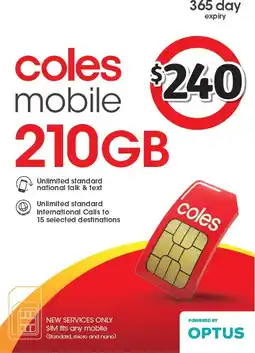 Coles Coles Mobile $240 Prepaid SIM offer