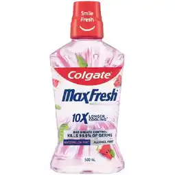 Woolworths Colgate Max Fresh Mouthwash Watermelon Mint 500ml offer