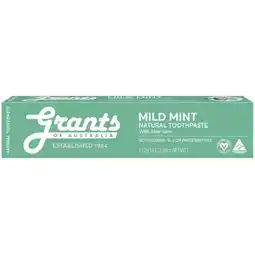 Woolworths Grants Toothpaste Mild Mint 110g offer