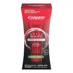 Woolworths Colgate Teeth Whitening Toothpaste Optic White Pro Series Vividly 80g offer