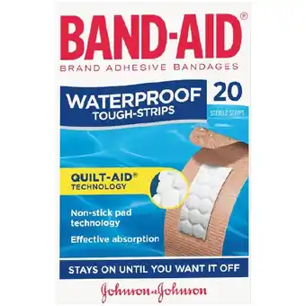 Woolworths Band-Aid Adhesive Waterproof Tough-Strips Pk 20 offer