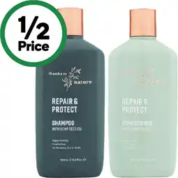 Woolworths Thanks To Nature Shampoo or Conditioner 500ml offer