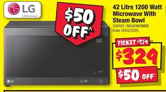 JB Hi-Fi 42 Litre 1200 Watt Microwave With Steam Bowl offer