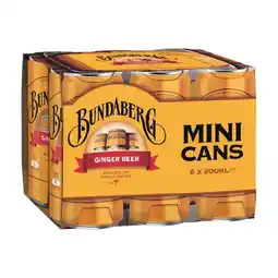 Woolworths Bundaberg Ginger Beer Mini Can 6 x 200ml offer