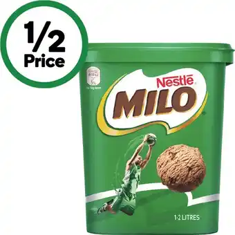 Woolworths Cadbury or Milo Ice Cream Tub 1.2 Litre – From the Freezer offer