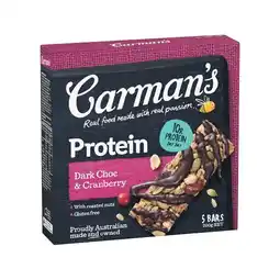 Woolworths Carman’s Protein Bars 150-200g Pk 5 offer