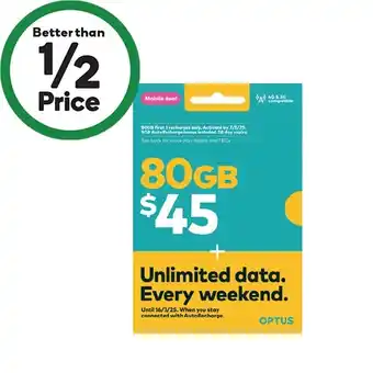 Woolworths Optus $45 Prepaid SIM Starter Kit† offer