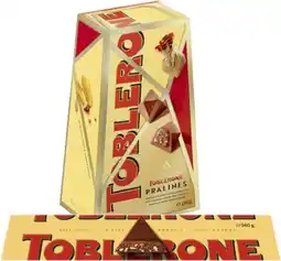 Coles Toblerone 360g or Toblerone Pralines 180g offer