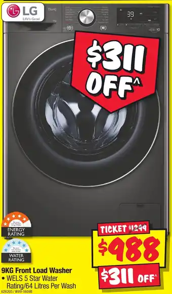 JB Hi-Fi 9KG Front Load Washer offer