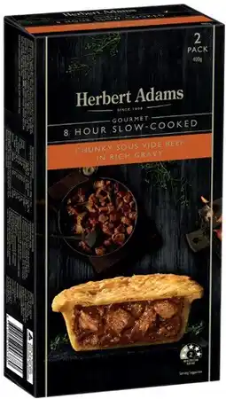 Coles Herbert Adams Slow Cooked Beef Pies 2 Pack 400g-420g offer