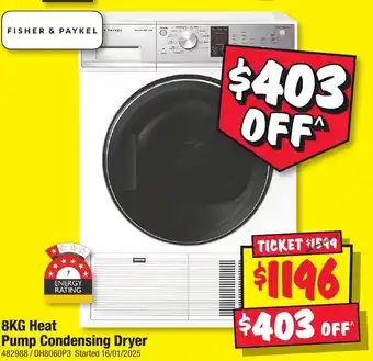 JB Hi-Fi 8kg heat pump condensing dryer offer