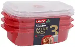 Coles Décor Microsafe Easy Heat Containers 900mL 3 Pack offer