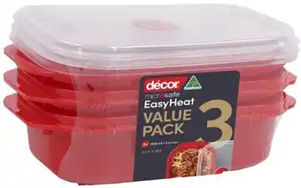 Coles Décor Microsafe Easy Heat Containers 900mL 3 Pack offer