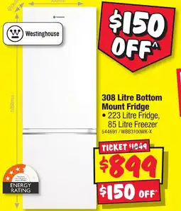 JB Hi-Fi 308 Litre Bottom Mount Fridge offer