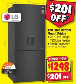 JB Hi-Fi 420 Litre Bottom Mount Fridge offer