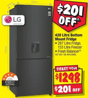 JB Hi-Fi 420 Litre Bottom Mount Fridge offer