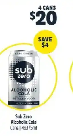 BWS Sub Zero Alcoholic Cola Cans offer