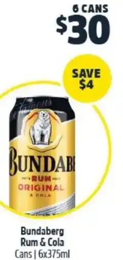 BWS Bundaberg Rum & Cola Cans offer