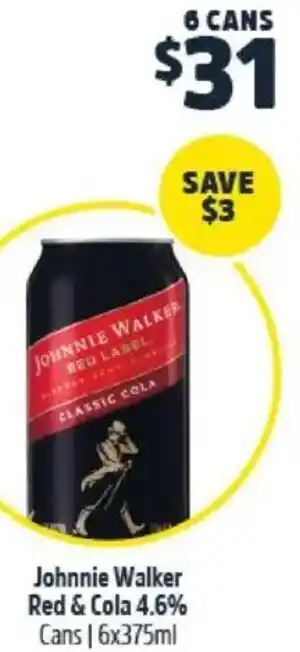 BWS Johnnie Walker Red & Cola 4.6% offer