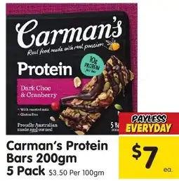 Spar Carman's Protein Bars offer