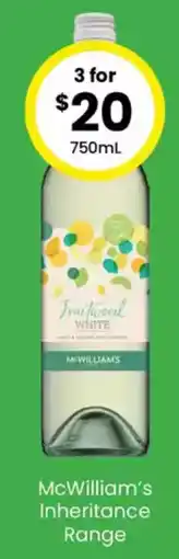 The Bottle O McWilliam's Inheritance Range offer