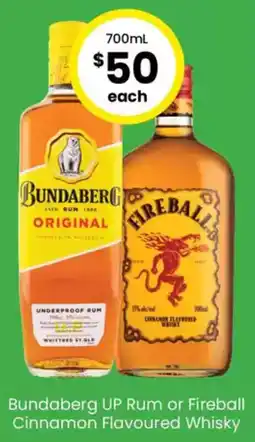 The Bottle O Bundaberg UP Rum or Fireball Cinnamon Flavoured Whisky offer