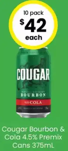 The Bottle O Cougar Brookvale Union Cougar Bourbon offer