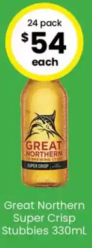 The Bottle O Great Northern Super Crisp Stubbies offer