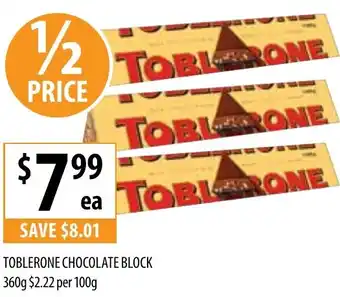 Supabarn Toblerone chocolate block offer