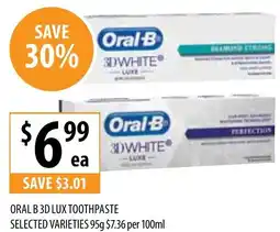 Supabarn Oral b 3d lux toothpaste offer