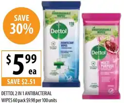 Supabarn Dettol 2 in 1 antibacterial wipes offer