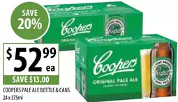 Supabarn Coopers pale ale bottle & cans offer